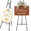 1 Pcs Black 50" Easel Stand for Wedding Signs Metal Display Easel 3 Tier Adjustable Heavy Duty Floor Display Stand Tripod with Chain Support for Painting Mirror Welcome Sign Baby Shower