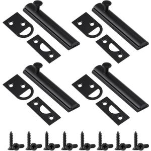 Lothee 4 Pcs Solid Brass Surface Bolt Door Slide Bolt Door Latches for Top of Slide Latch Lock(2",Matte Black)