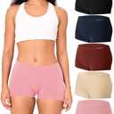 BAMBOO COOL Women's Boyshort Panties Seamless Mid Waist Underwear Stretchy Moisture Wicking Boxer Briefs for Ladies 5 Pack, XXL