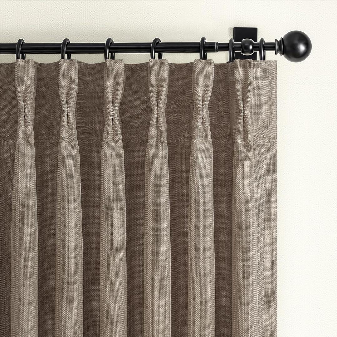 Thick Linen Double Layer Short Blackout Curtains 54 Inch Long 2 Panels Set for Cafe, Memory Shape Pinch Pleat Thermal Sound Dampening Cottage Core Curtain & Drapes Basement Windows Burg with Back Tab, 40"W x 54"L