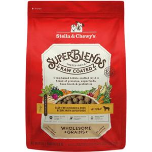 Stella & Chewy's SuperBlends Raw Coated Wholesome Grains Cage-Free Chicken & Duck Recipe with Superfoods Dry Dog Food, 21-lb bag , BBD 08/20/2026
