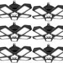 LED Garage Lights, 160W Deformable 16000Lumens Adjustable Lighting, E26 Super Bright 6000k Nature Light for Office, Warehouse (6 Pack)