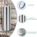20oz Flat edge sublimation tumblers Sliver skinny insulated Sublimation tumbler Straight Cups with Individual Gift Box, Silicone Bottom Polymer Coating for Heat Transfer (8, silver)