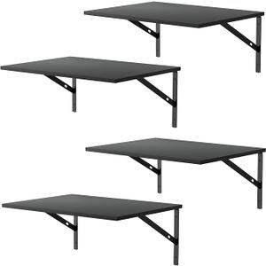 Deep Floating Wall Shelves  4 Sets of 12 Inch Wide Black Wood Shelves for Bathroom, Bedroom, Kitchen, Living Room