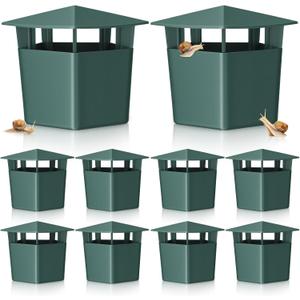 10 Pack Slug Snail Traps for Garden, Reusable Beer Bait Snail Catchers with Pentagonal Lid, Plastic Slug Houses for Outdoor Garden, Vegetable Beds, Farm(Green)