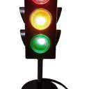 Kicko 11-Inch Traffic Lights Lamp with Base - 4-Mode Color Changing Stop Light Lamp for Kids’ Bedroom, Party Decoration or Playroom - Battery or USB Powered Mini Lighting - Ideal Traffic Light Decor