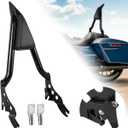 Detachable Rear Passenger Backrest Sissy Bar With Locked Rotary Latches Clips Compatible With For Touring Road King Street Glide Electra Glide Road Glide FLHR FLHX FLHT FLTR 2009-2024