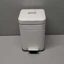 CEROELDA Small Trash Can with Lid-5L/1.3 Gal,Stainless Steel Outdoor Dog Poop Garbage Can-Farmhouse Retro Metal Waste Bin w/Step Pedal for Bathroom Bedroom Office-Soft Close-White