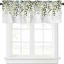 Sage Green Eucalyptus Leaves Curtain Valance for Windows Watercolor Window Treatments 1 Panel Short Curtains for Kitchen Windows Bathroom Bedroom,42 x 12 Inch