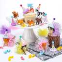 Weysat 27 Pcs Dog Cake Topper Animals Figures Birthday Party Decorations with Mini Hat with Pom Poms Puppy Dog Figure Cupcake Toppers Decoration with Mini Skirt and Hat for Puppy Animals Themed Party