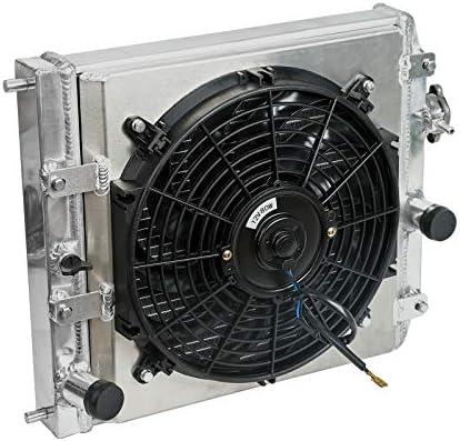 2-Row Full Aluminum Racing Radiator w/ 12V Fan Shroud Replacement for 1992-2000 Honda Civic EH EJ 1993-1997 Del Sol EG MT 1994-2001 Acura Integra DB DC