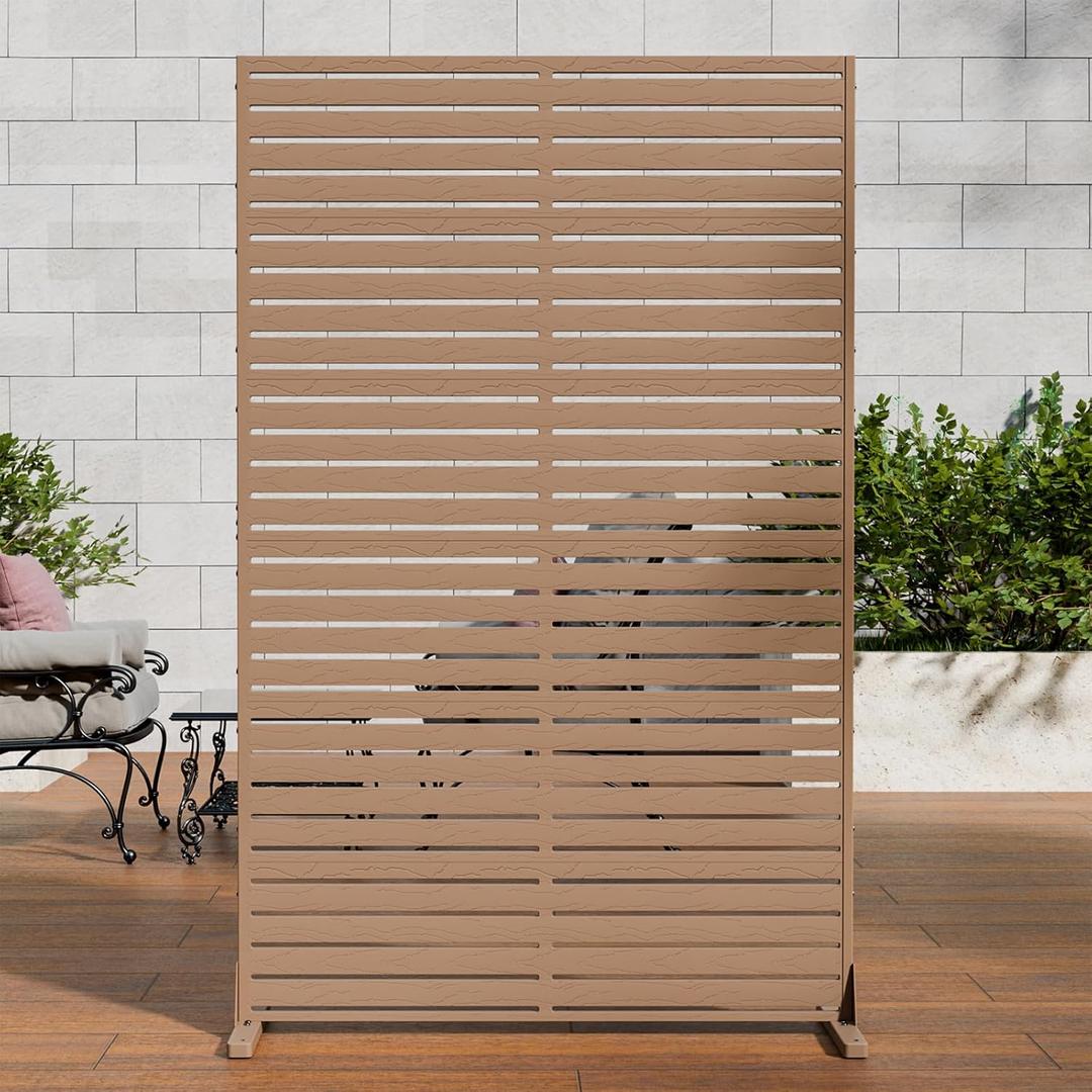 Privacy Screen Outdoor Freestanding Fence Panel with 6 Panel, 72" H47" W HDPE Decorative Screen Panel with Stand, Air Conditioner Fence, Privacy Panels for Patio, Balcony, Garden, Backyard