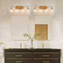 LmnLvn Bathroom Vanity Gold Light Fixture, 4 Lights Bathroom Lighting Matte Antique Brass Finish with Crystal Glass Shade, Gold Vintage Vanity Light for Bathrooms