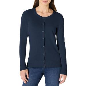 Amazon Essentials Women's Lightweight Crewneck Cardigan Sweater, M