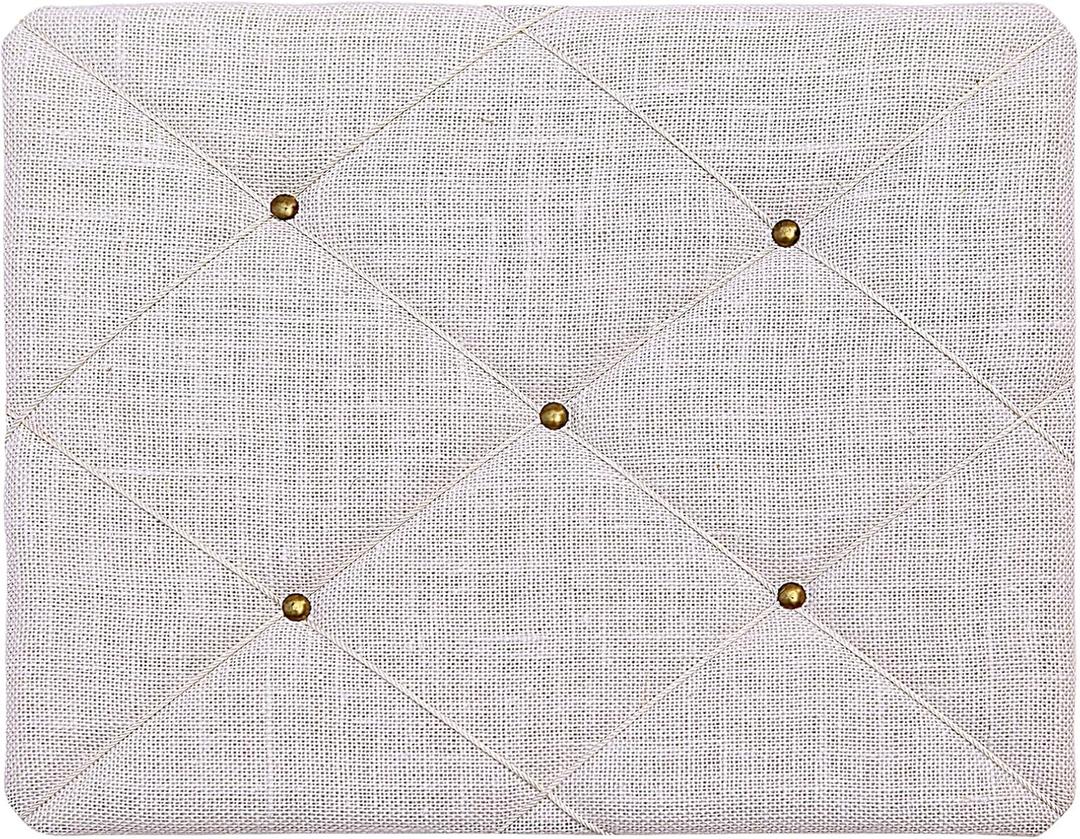 Wood Board with Linen 20x16 inch Bulletin Board Wall Decor Hanging Pin Wood Framed Display Bulletin Cork Picture Board Light for home School Office Bedroom (Vintage white, 20*16)