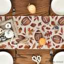 3 x Artoid Mode Rugby Maple Leaves Football Fall Table Runner, Seasonal Harvest Autumn Kitchen Dining Table Decoration for Home Party Decor 13x72 Inch
