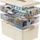 Gifhomfix 3 Tier Medicine Cabinet Organizer Large Capacity Medicine Organizer, Portable Medicine Box with Handle, Multipurpose Medical Box with Removable Tray, First Aid Boxes Empty, White