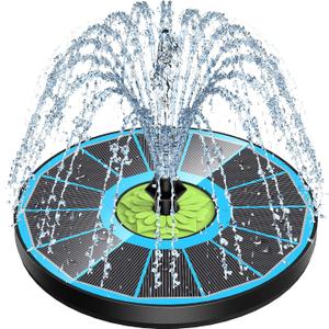 SZMP Upgraded 3.5W Full Glass Panel Solar Fountain for Bird Bath, Floating No-Installation Solar Powered Water Fountain Pump with 7 Nozzles, for Garden, Pond Decor (Blue)