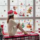 2 x Christmas Decor, Christmas Window Clings, Snowflake Window Stickers Decals with Santa Claus Snowman Reindeer, PVC Xmas Decorations Clings for Holiday Party Decorations Accessories (b)
