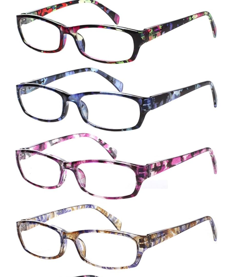 Kerecsen Reading Glasses 4 Pairs Fashion Ladies Readers Spring Hinge with Pattern Print Eyeglasses for Women (Mix Color -2, 2.00) Kerecsen Reading Glasses 4 Pairs Fashion Ladies Readers Spring Hinge with Pattern Print Eyeglasses for Women (Mix Color -2, 2.00)