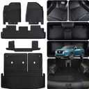 Floor Mats & Trunk Mat for 2022-2024 2025 2026 Nissan Pathfinder 7 Seats (Not Fit 8 Seats) TPE All Weather Protection 2 Rows Car Floor Liners with Cargo Liners Velcro Cover The Backrest