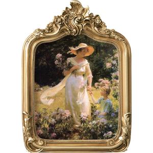 eletecpro 8x10 Vintage Arch Picture Frame with Glass Cover, Antique Ornate Gold 8 by 10 Photo Frame for Tabletop or Wall Decor, Vintage Gold
