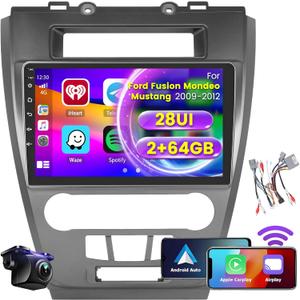 Roinvou [2G+64G] Car Radio for Ford Fusion Mondeo Mustang 2009-2012 with Wireless Carplay/Android Auto, 10.1 Inch Android 13 IPS Touch Screen Car Stereo, Bluetooth, GPS Navi, WiFi, SWC, 28UI, DSP (Iron Gray)