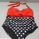 Holipick Women High Waisted Bikini Set Two Piece Swimsuit Tummy Control Bathing Suit Vintage Halter Swimwear (Medium, Red Black Polka)