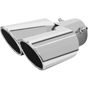 Dual Exhaust Tip 2.5" Inlet, Escapes Deportivos Para Carro, Car Exhaust Tip Pipe Double Outlet Straight Muffler Tailpipe Tips with Screw, Bolt-on Exhausts Pipe Modification Accessories(Silver)