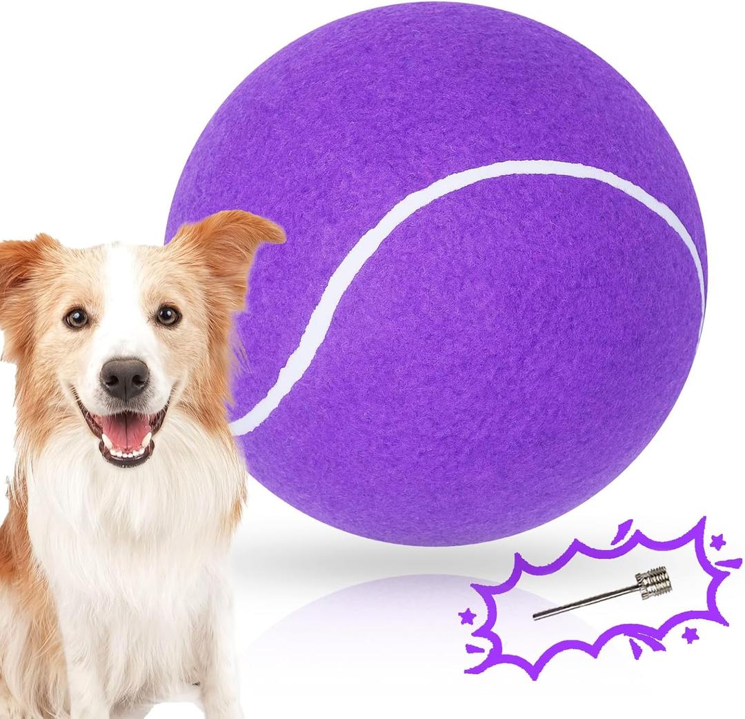 Big Tennis Ball for Dogs, Giant Dog Tennis Ball Toy Large Outdoor Sports Gift for Small Medium Large Dog (Purple, 9.5 inch)