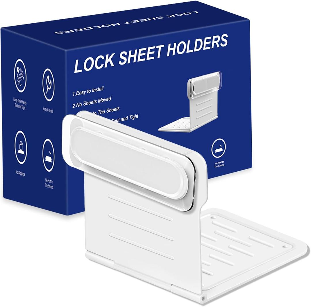 OUXi Upgrade 1 Pack Bed Sheet Holders for Corners, Heavy Duty Sheet Locks Fit for Most Bed to Keep Sheets Firm and Tight, Fitted Sheets Holder Keep Sheets in Place