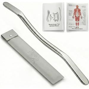 15.75" Muscle Scraper Tool for Back & Legs, Long Bar Myofascial Massage Release Tool, Stainless Steel Scraping Tool Physical Therapy, IASTM Fascia Scraper, Guasha Tool for Body Skin Neck
