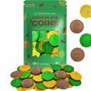 St. Patrick's Day Milk Chocolate Green & Gold Coin, 100 Coins, Shamrock & Leprechaun Themed Coins, Parties, Events and Celebrations, Perfect for Gift Bags and Festive Decorations, 4.5g Milk Chocolate Coin (EXP 11/02/27)