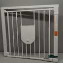 Babelio Auto Close Baby Gate with Cat Door,29-43" Metal Gate for Doorway,Stairs, House,Easy Walk Thru with Pet Door,Includes 4 Wall Cups and 3 Extension Pieces,White