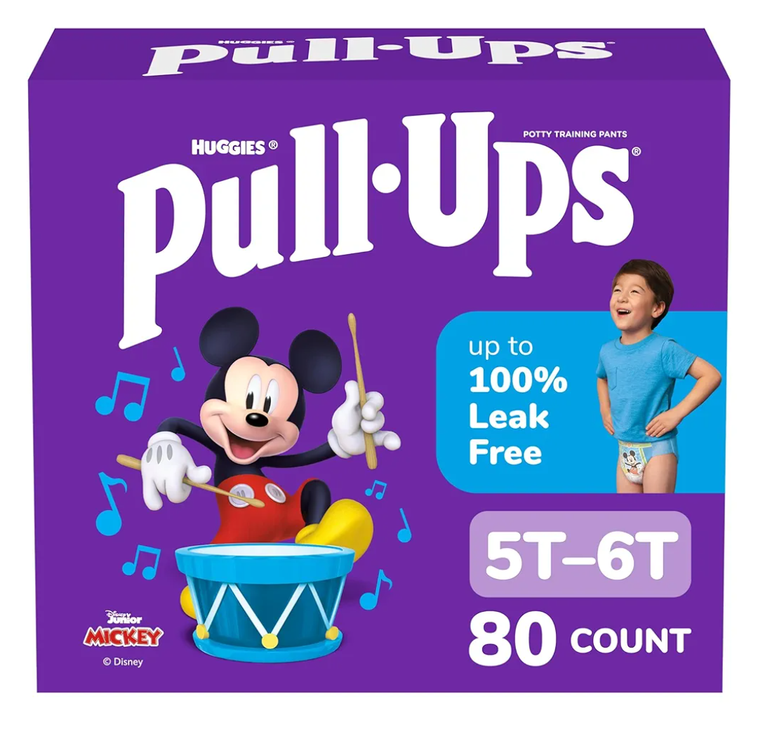 Pull-Ups Boys' Potty Training Pants, Size 5T-6T Training Underwear (46-60 lbs), 80 Count (2 Packs of 40)