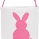 MONOBLANKS Easter Bunny Basket Bags, Rabbit Bucket Tote for Easter Egg Hunts Decorations Candy Gifts Storage (Pink)