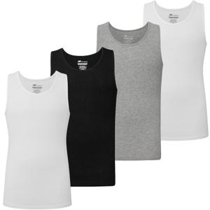 New Balance Men's Cotton Performance Rib Sleeveless Tank Top Undershirt (3 Pack Or 4 Pack) (Medium, Black/White/Lt. Heather Grey)