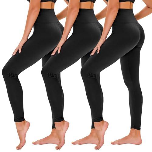 High Waisted Leggings for Women - No See Through Tummy Control Cycling Workout Yoga Pants with Pockets Reg & Plus, S/M
