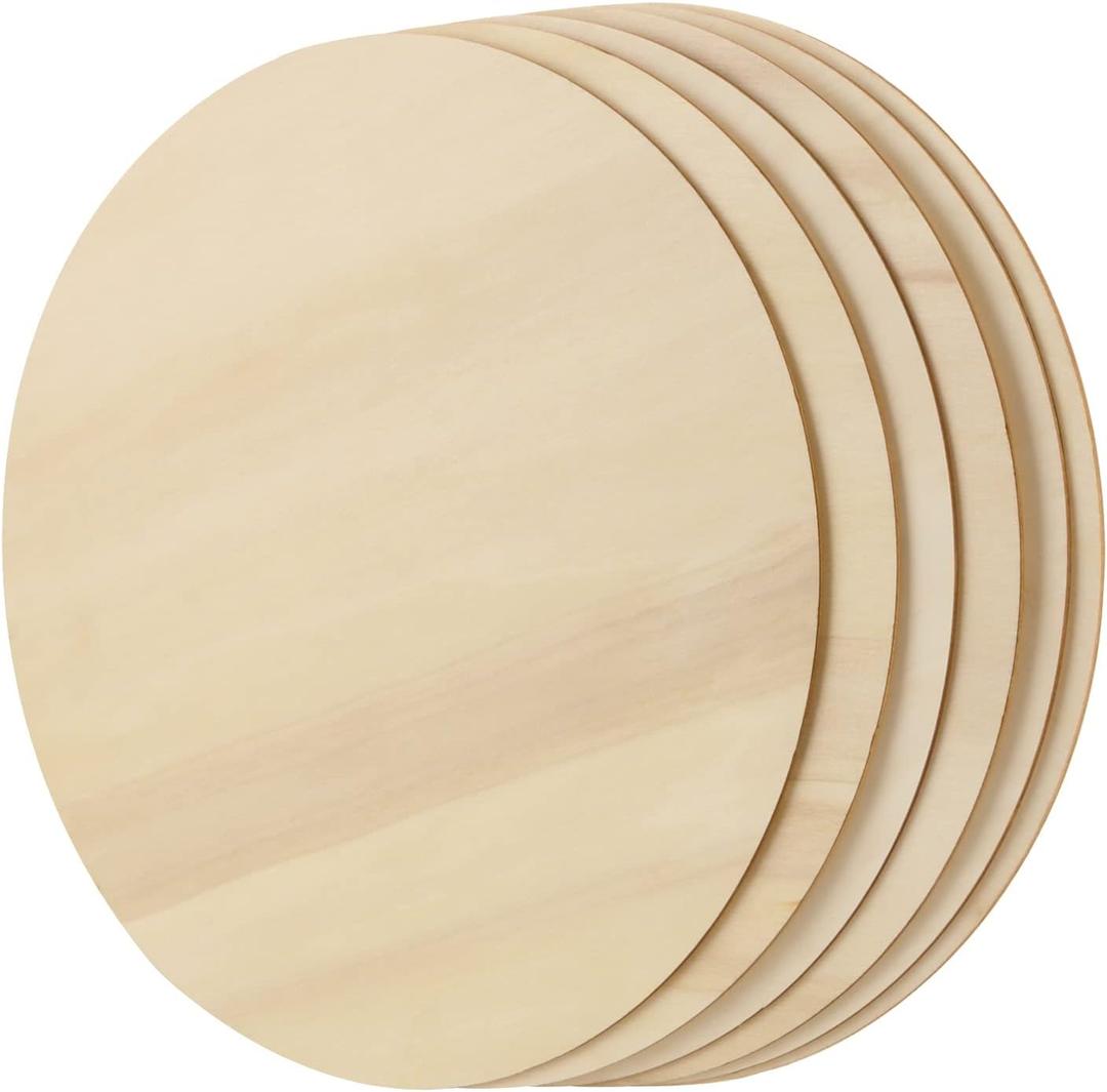 6 PCS 20 Inch Wood Circles, Unfinished Wooden Rounds Large Wood Circles Blanks Round Wooden Discs for Crafts, Door Hanger, Pyrography and Painting