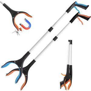 32.65"Grabber Reacher Tool, Foldable Picker, 360Rotating Grabber with Magnetic for Seniors and Disabled (Blue+orange)