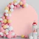 Putros 7.2FT Round Arch Cover Blushing Pink Spandex Fitted Circle Balloon Arch Cover for Wedding Birthday Party Decoration (7.2 FT)