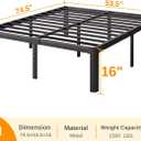 Askeld Bed Frame Full, 16 Inch High Metal Platform Bed with Round Corner Leg, No Box Spring Needed, Heavy Duty Noise-Free Bed Base, Easy Assembly, Black