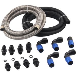 AN6 Power Steering Hose Fitting Kit for GM LS Swap LS1 LS3, Return to Reservoir Hose Kit, Fit for Ford Mustang II Rack & Pinion 1974-1977, Nylon & Stainless Braided Line