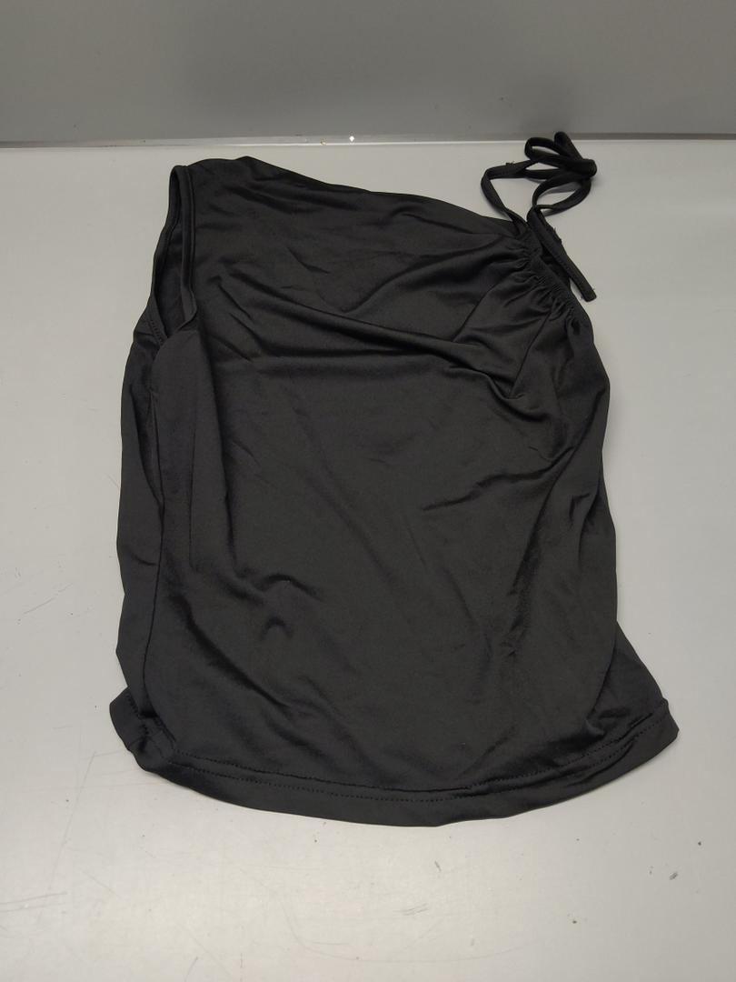 SOLY HUX Women's Ruched Halter Y2K Crop Tops Tie Back Sleeveless Slim Fit Cami Tops Small