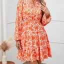 BTFBM Women Fall Dresses 2026 Floral Long Sleeve Mini Boho Dress (White, L)