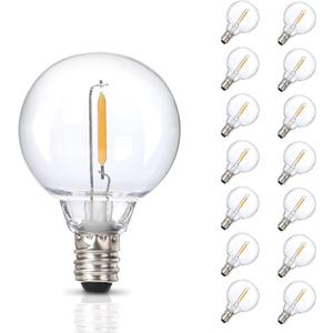15pack G40 LED Replacement Light Bulbs120V 0.6 Watt E12 Screw Base Shatterproof Globe Bulbs for Outdoor String Lights Dimmable Edison Light Bulbs for Patio Decor, 2700K Warm White