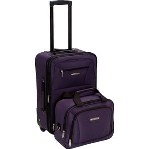 Rockland Fashion Softside 2 Piece Luggage Set, Expandable, (14" Tote/19" Upright), Purple