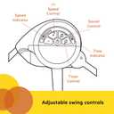 Bright Starts Portable Automatic 6-Speed Baby Swing with Adaptable Speed, Taggies, Music, Removable-Toy-Bar, 0-9 Months 6-20 lbs (Whimsical Wild)