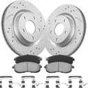 Anpulsero Front Automotive Replacement Brake Kit, Drilled and Slotted Brake Rotors Ceramic Brake Pads Compatible with 2007-2013 Nissan Altima| Anti-Rust Geomet Coated Noise-Free|295.8mm(11.6in)
