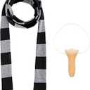 Obmwang Novelty Gray and Black Striped Scarf and Fake Long Nose Cosplay Costumes for Adults Halloween Party